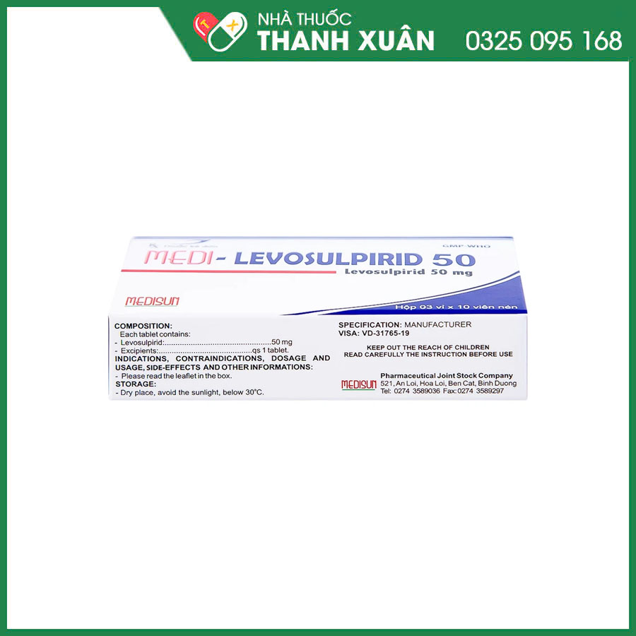 Medi-Levosulpirid 50 thuốc điều trị tâm thần phân liệt và các triệu chứng rối loạn tiêu hóa chức năng